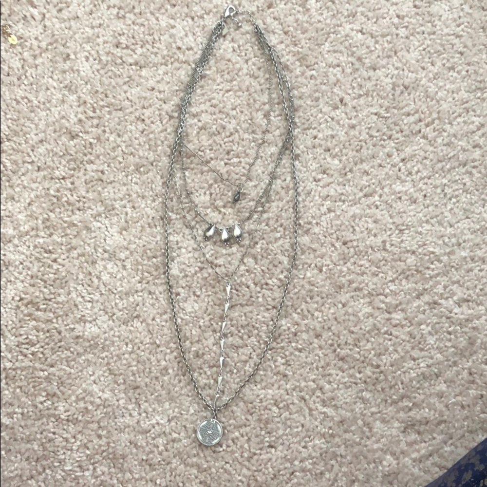 Layered silver necklace